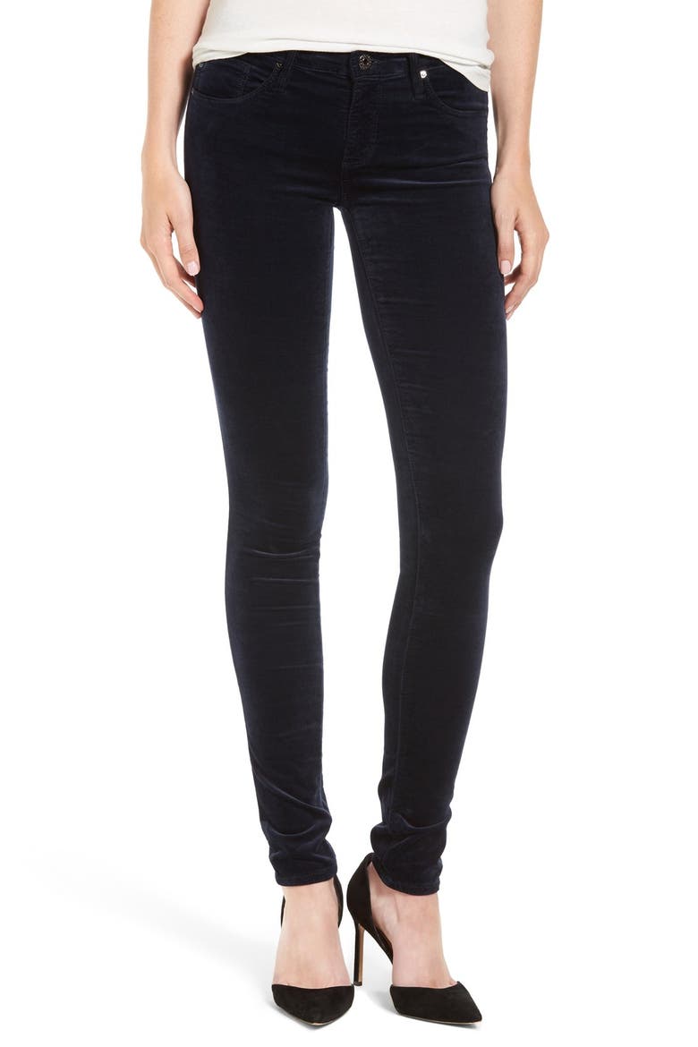Super Skinny Velvet Leggings, Main, color, BLUE NIGHT