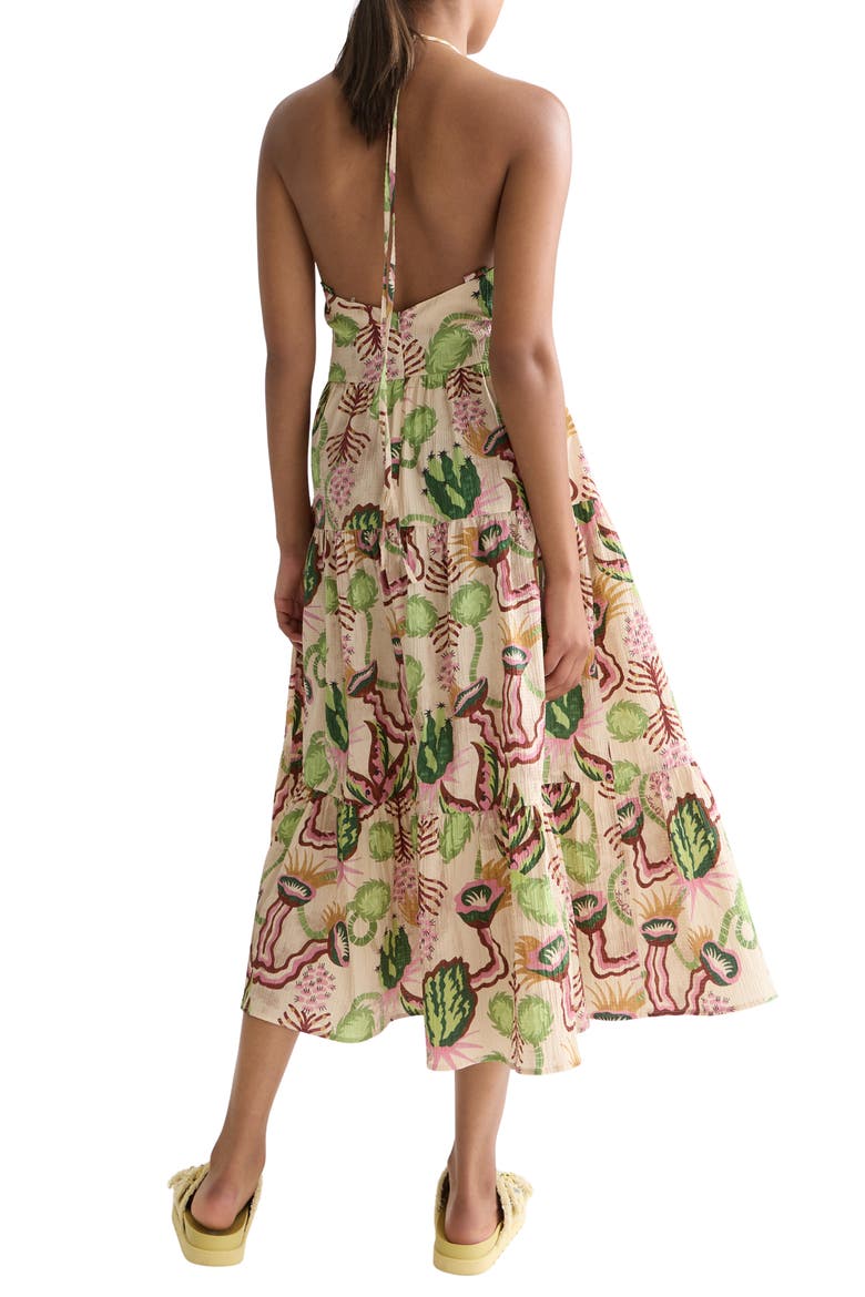 Keyhole Halter Stretch Cotton Seersucker Midi Sundress, Alternate, color, DESERT FLORAL CANYON CLAY