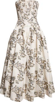 Carolina Herrera Trellis Jacquard Strapless Gown