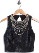 ALICE + OLIVIA Cherra Embellished Structured Cropped Top