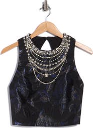 ALICE + OLIVIA Cherra Embellished Structured Cropped Top