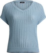 Lauren Ralph Lauren Short Sleeve Sheer Cotton Blend Sweater