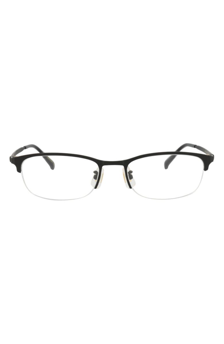 Dunhill 52mm Half Rim Rectangular Optical Glasses, Main, color, Black Transparent
