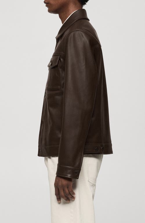 Mango Faux Leather Jacket With Pockets In Brown
