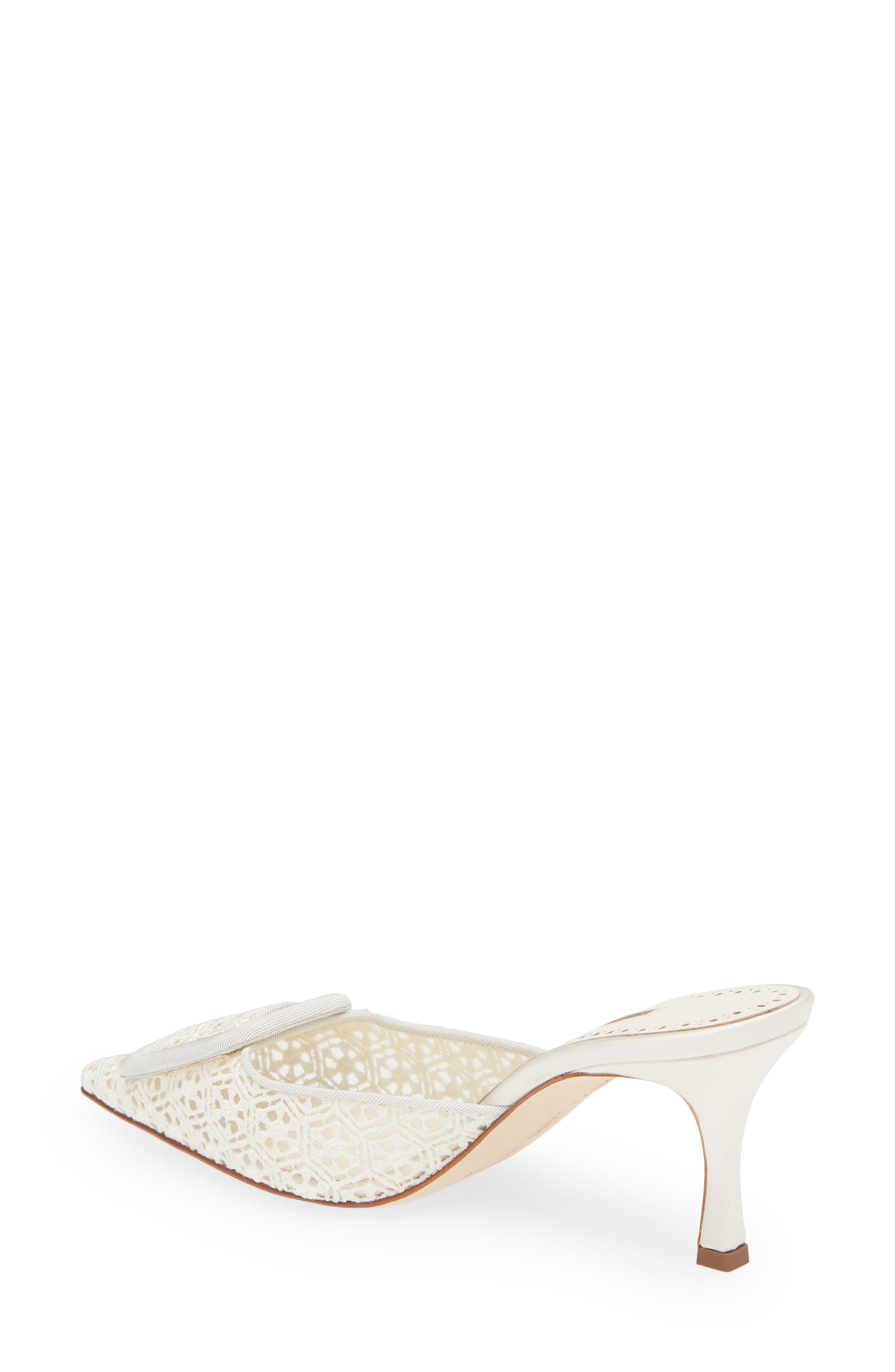 Manolo Blahnik Maysalebi Lace Buckle Pointed Toe Mule, Alternate, color, 