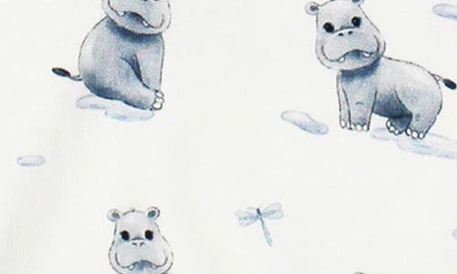 L'ovedbaby Hippo Print Organic Cotton Bodysuit In Baby Hippo