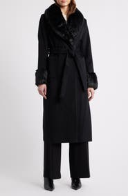 Via Spiga Wool Blend Coat with Faux Fur Trim