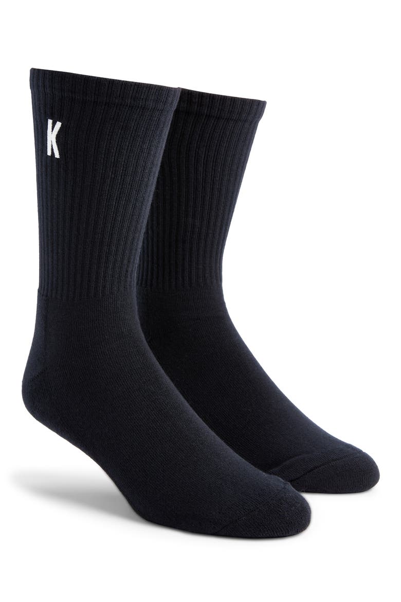 Cotton Blend Rib 2-Pack Crew Socks, Main, color, DARK NAVY