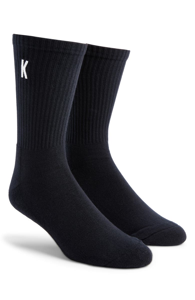 KROST Cotton Blend Rib 2-Pack Crew Socks, Main, color, Dark Navy
