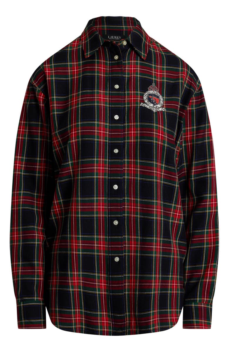 Lauren Ralph Lauren Relaxed Fit Check Plaid Cotton Button-Up Shirt, Alternate, color, 