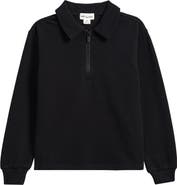 MILES THE LABEL Kids' Long Sleeve Quarter Zip Polo