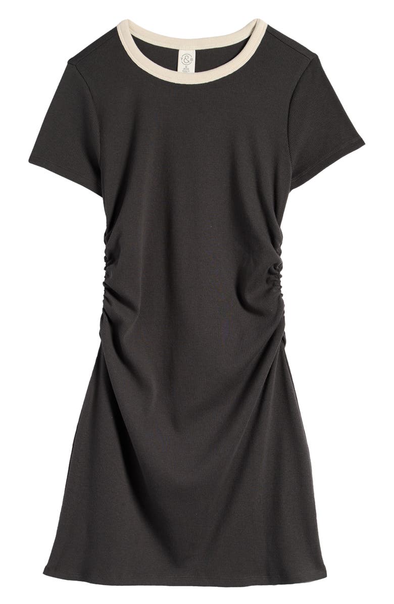 Treasure & Bond Kids' Ruched Ringer T-Shirt Dress, Main, color,