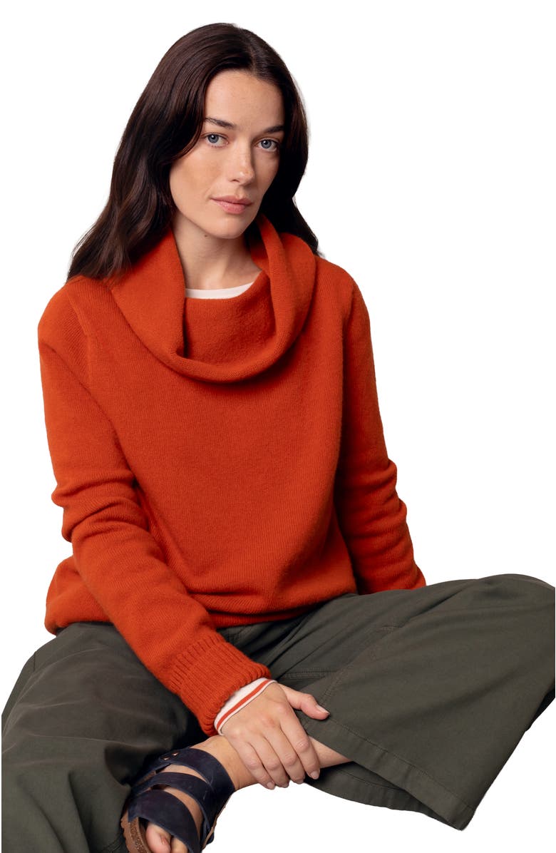 Celtic & Co. British Supersoft Slouchy Cowl Sweater, Alternate, color, Burnt Orange
