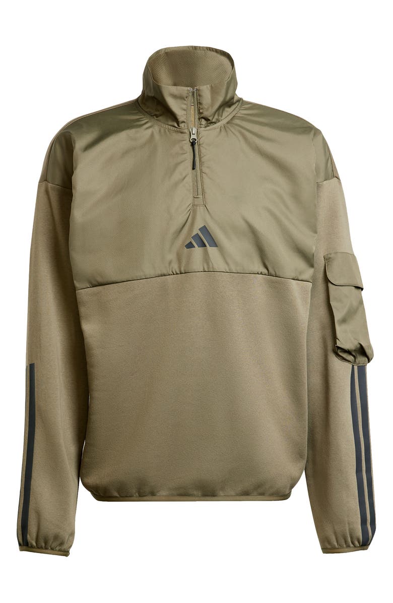 adidas City Tech Utility Half Zip Sweatshirt, Alternate, color, Olive Strata