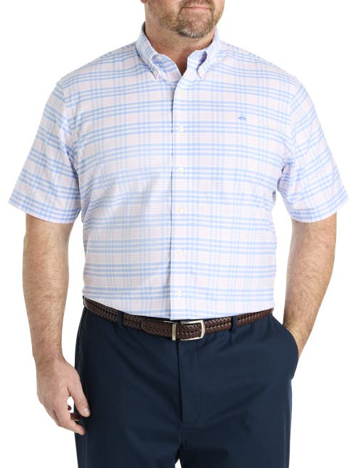 B+t Essentials Fit By Dxl Big & Tall  Non-iron Multi Gingham Sport Shirt In Hydrangea Bold Check