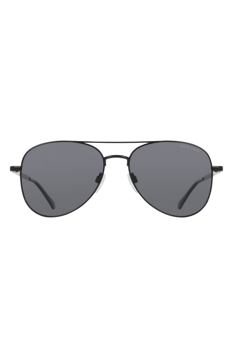 Cole Haan 57mm Aviator Sunglasses, Main, color, Black