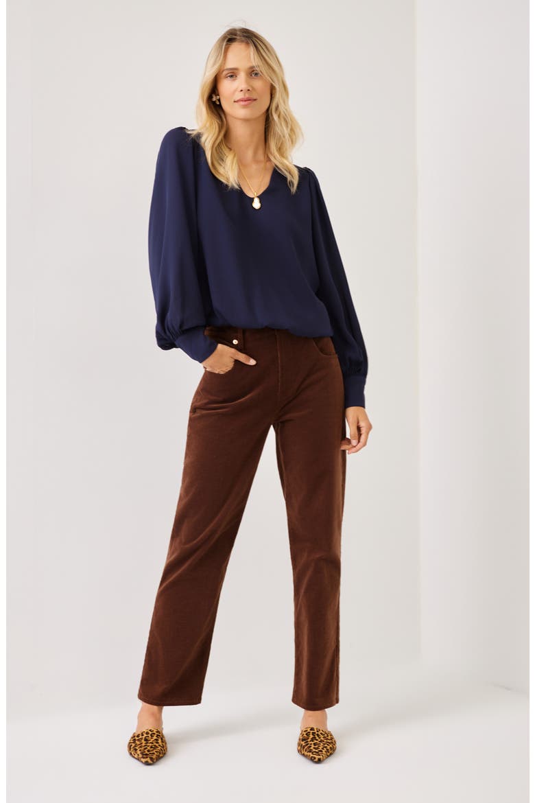 Stretch Corduroy Ankle Pants, Alternate, color, CHOCOLATE