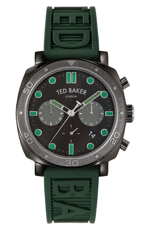 Caine Chronograph Silicone Strap Watch, 44mm