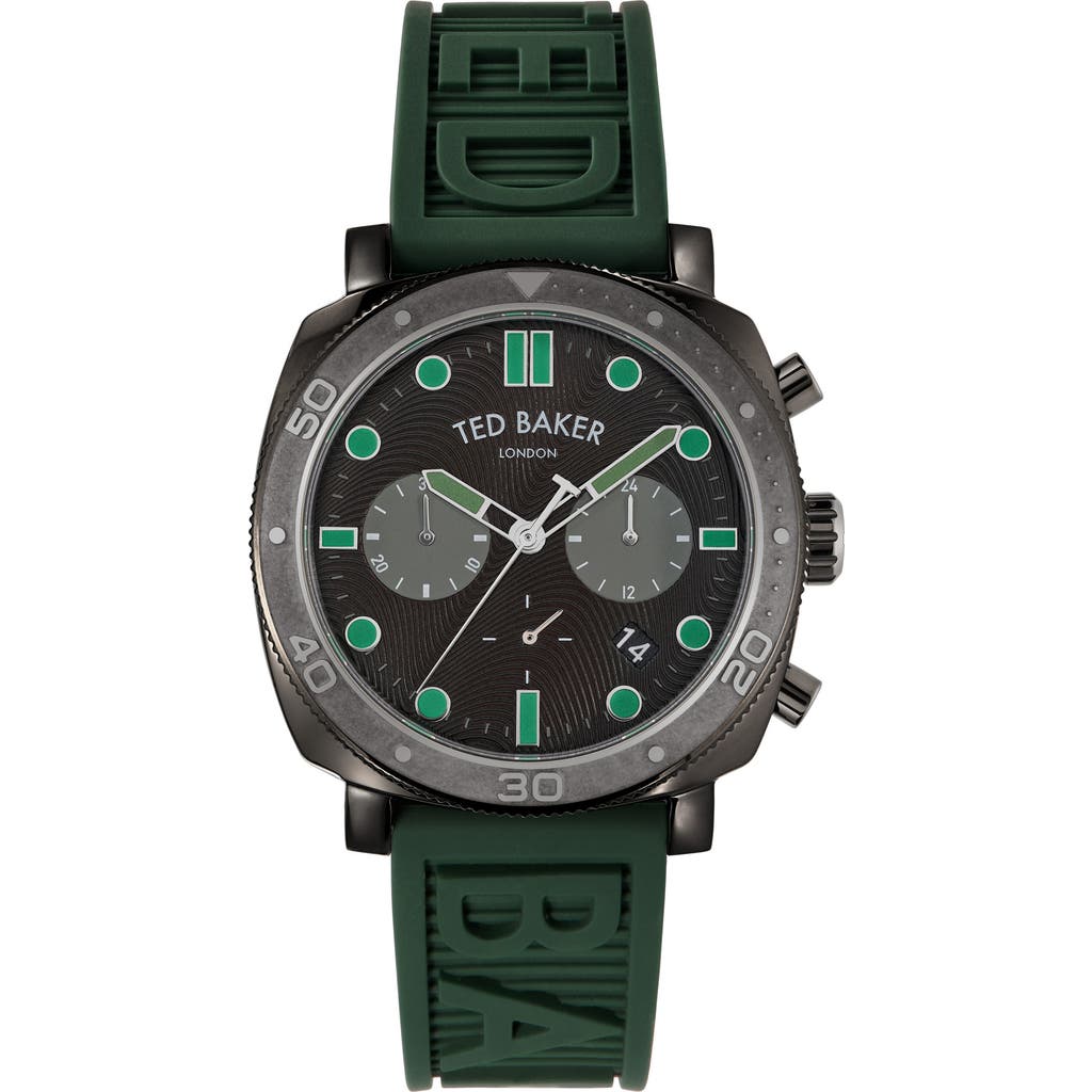 Ted Baker Caine Chronograph Silicone Strap Watch, 44mm