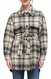 maje Gavinima Plaid Wool Blend Shirt Jacket