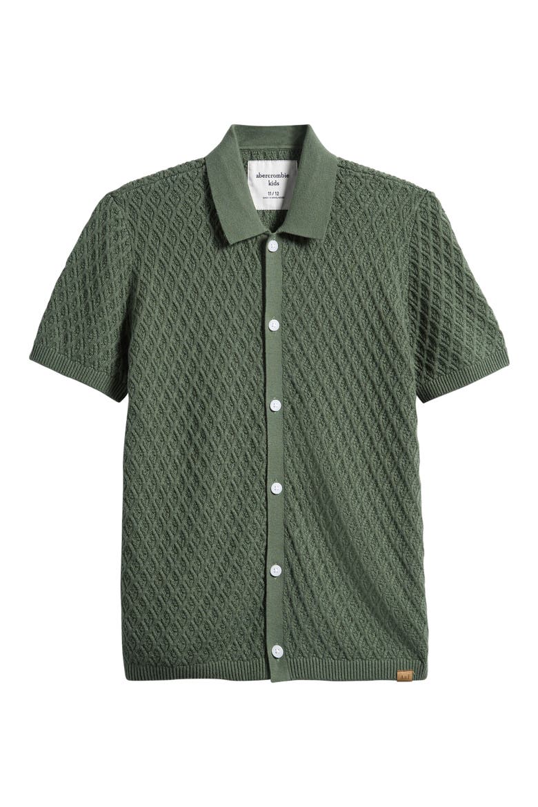 Kids' Buttoned Short Sleeve Sweater, Main, color, LAUREL WREATH