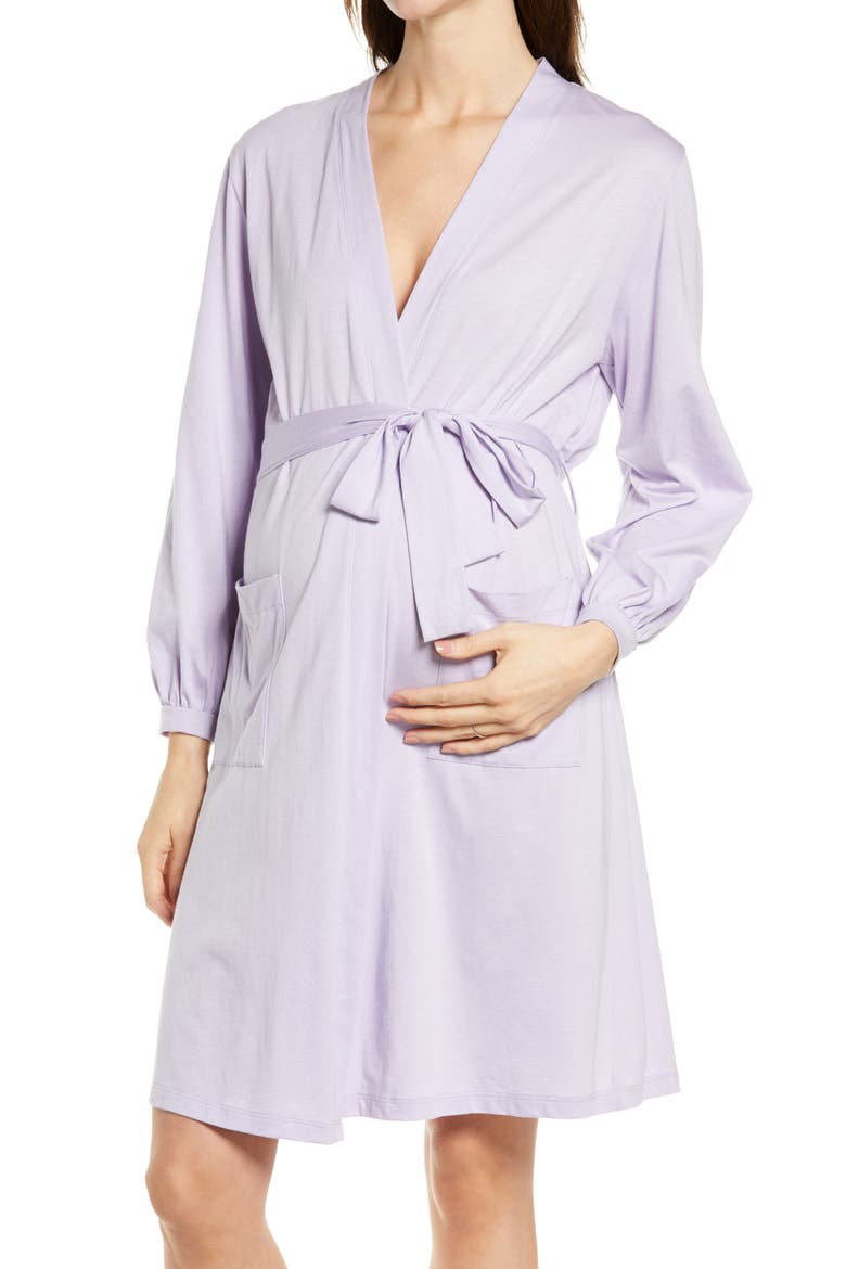 Elle Maternity/Nursing Robe, Main, color, LILAC