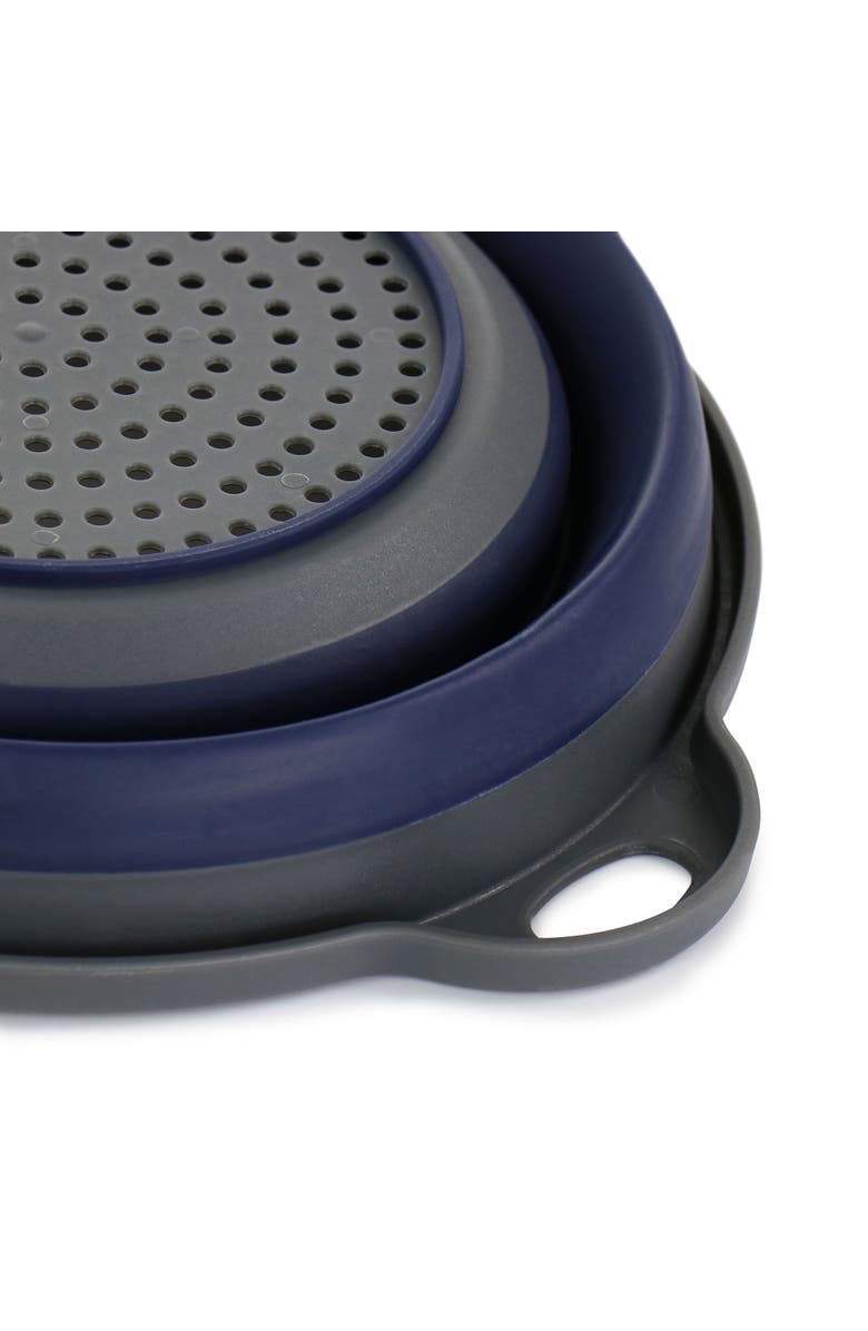 OSTER Bluemarine Collapsible Polypropylene Colander with Handle, Alternate, color, Blue
