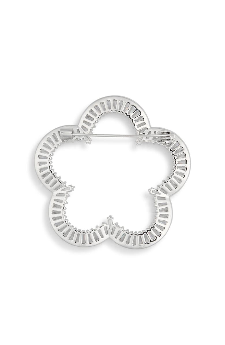 EYE CANDY LOS ANGELES Ayesha Cubic Zirconia Flower Outline Brooch, Alternate, color, Silver