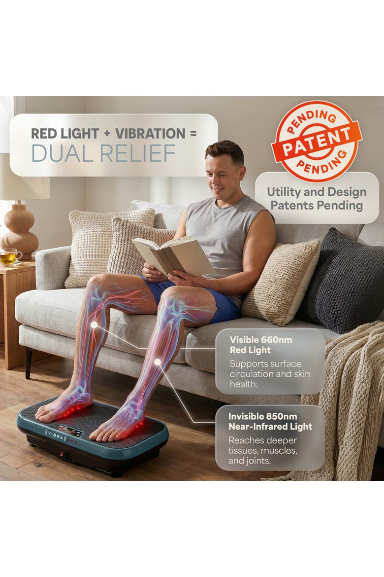 VibraRed Red Light Vibration Plate with Resistance Bands, Alternate, color, Jade