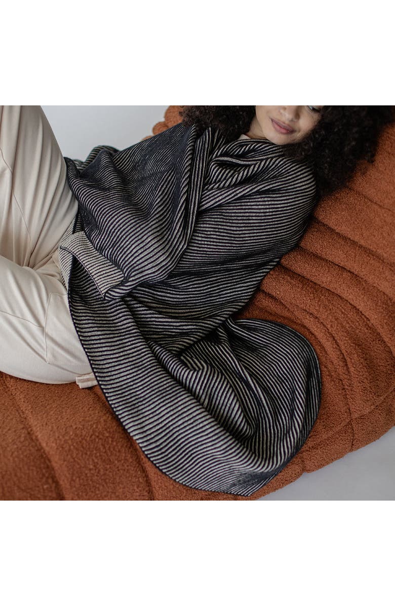 Pink Lemonade Ribbed Organic Cotton Throw Blanket, Alternate, color, Black