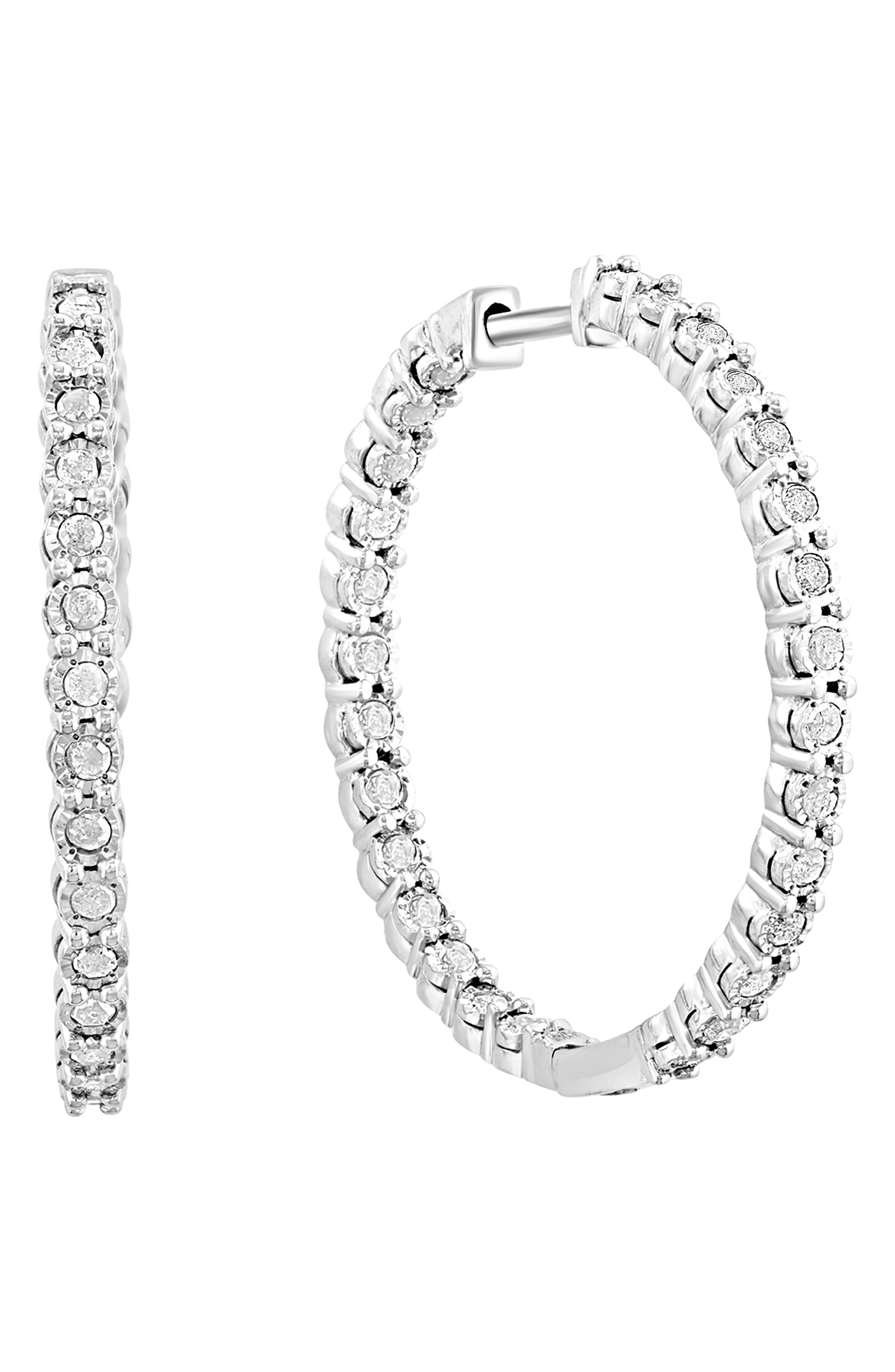 Diamond Oval Hoop Earrings