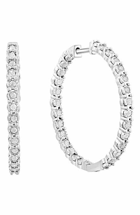 Diamond Oval Hoop Earrings