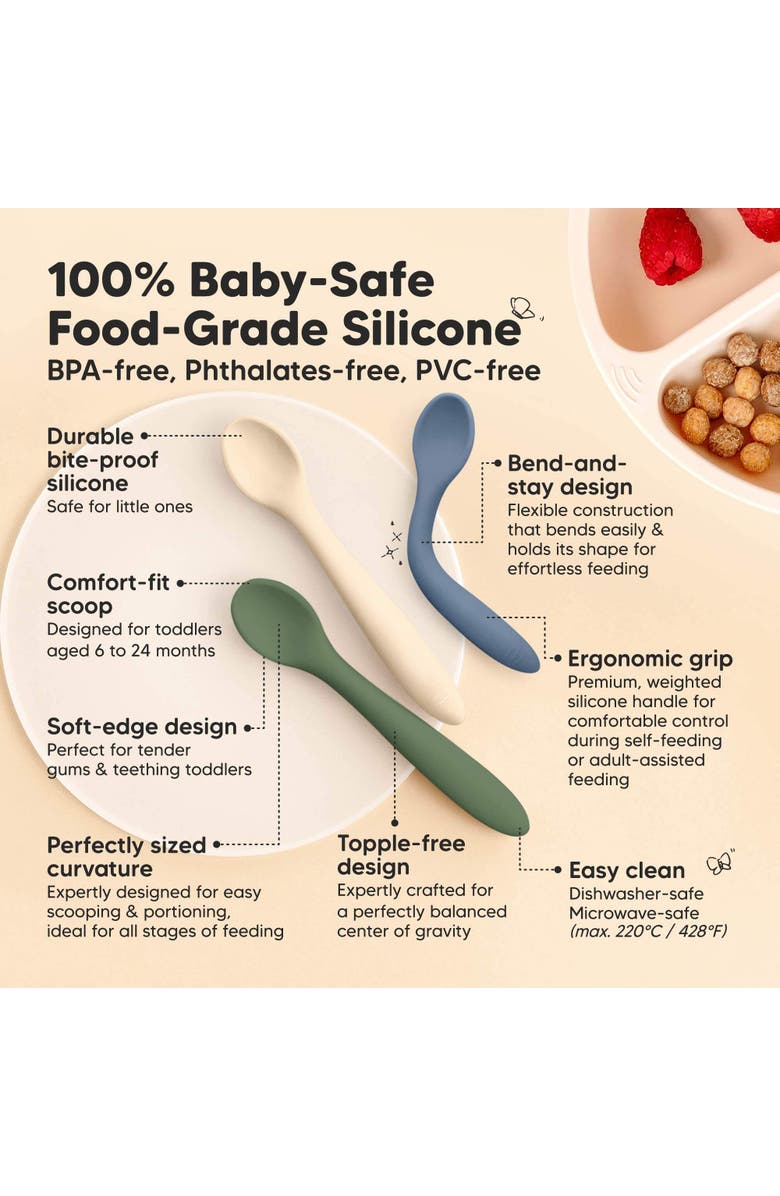 KeaBabies 6-Pack Prep Baby Spoons, Alternate, color, Slate