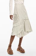 Desigual Ruffle Asymmetric Midi Skirt