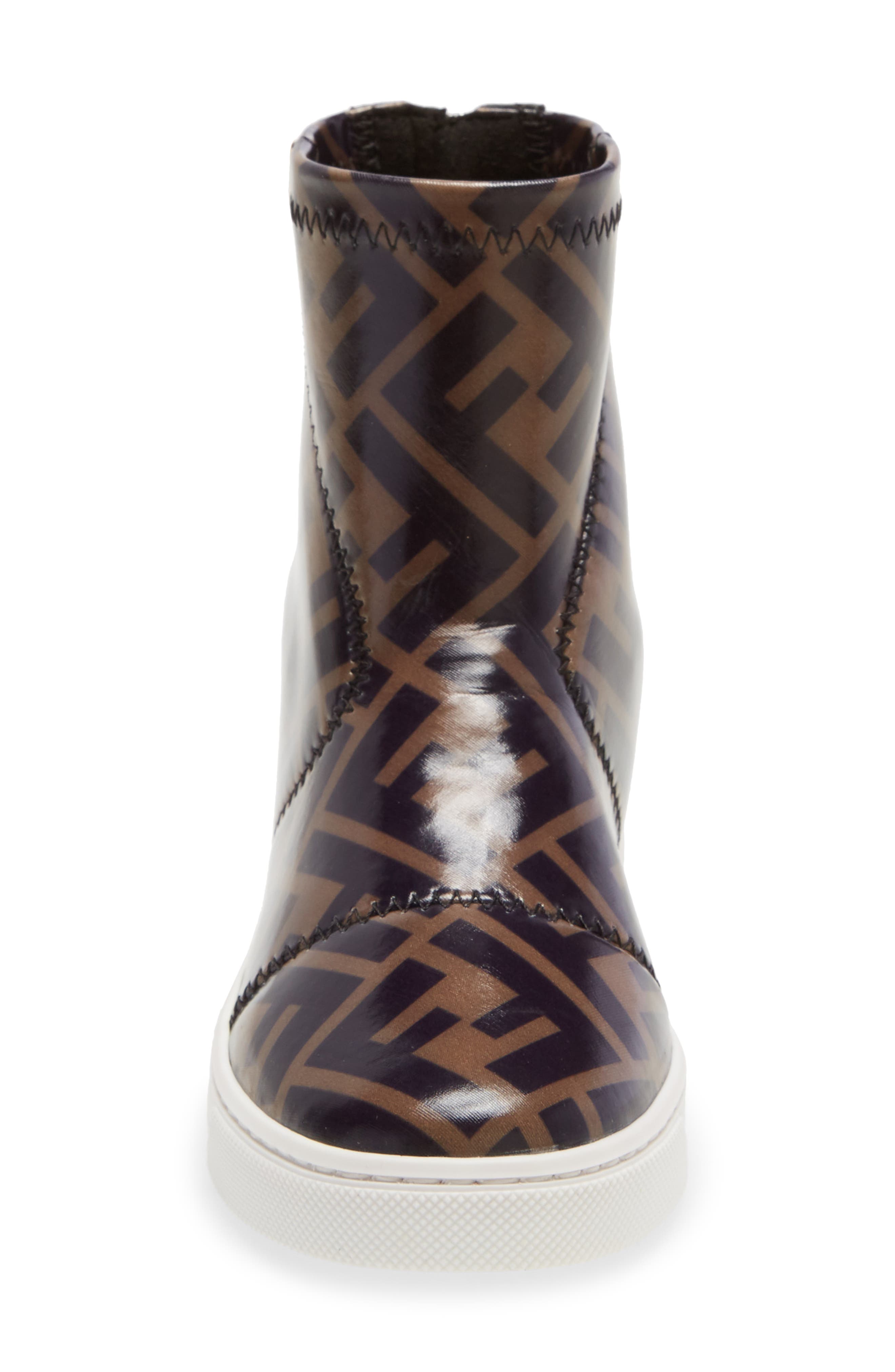 FF Logo Waterproof Rain Boot, Alternate, color, BROWN PRINT