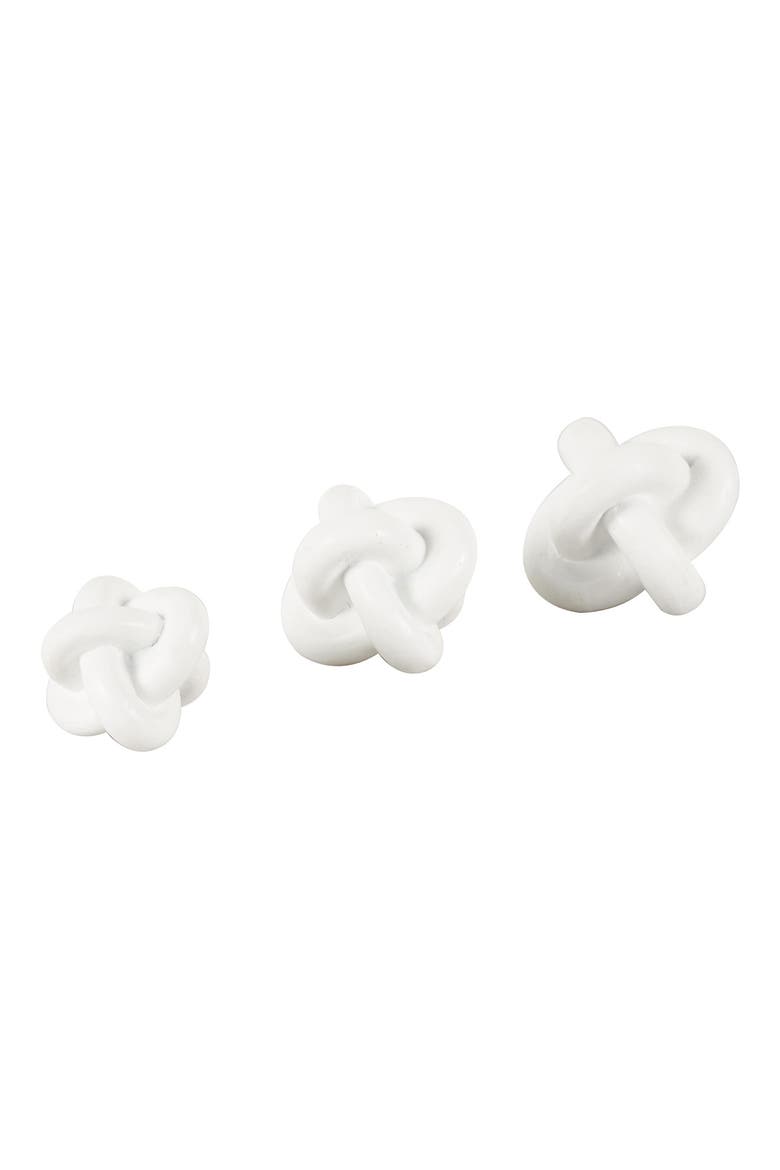Set of 3 Modern Knot Sculptures, Alternate, color, WHITE