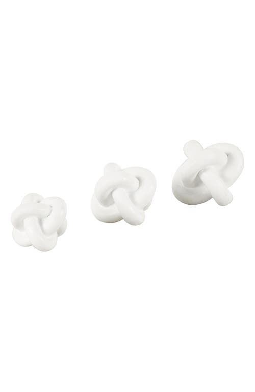 Uma Set Of 3 Modern Knot Sculptures In White