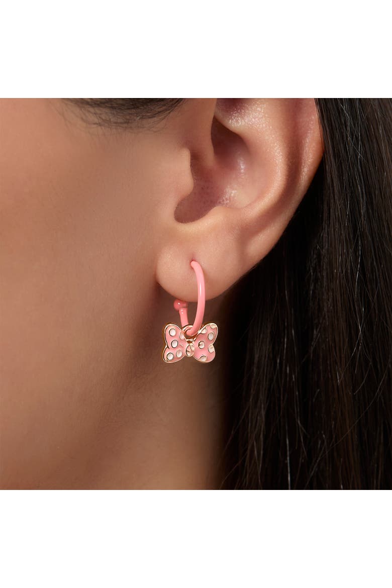 Minnie Mouse Pink Bow Charm Hoop Earring Set, 3 Charms and 1 Hoop, Alternate, color, Pink