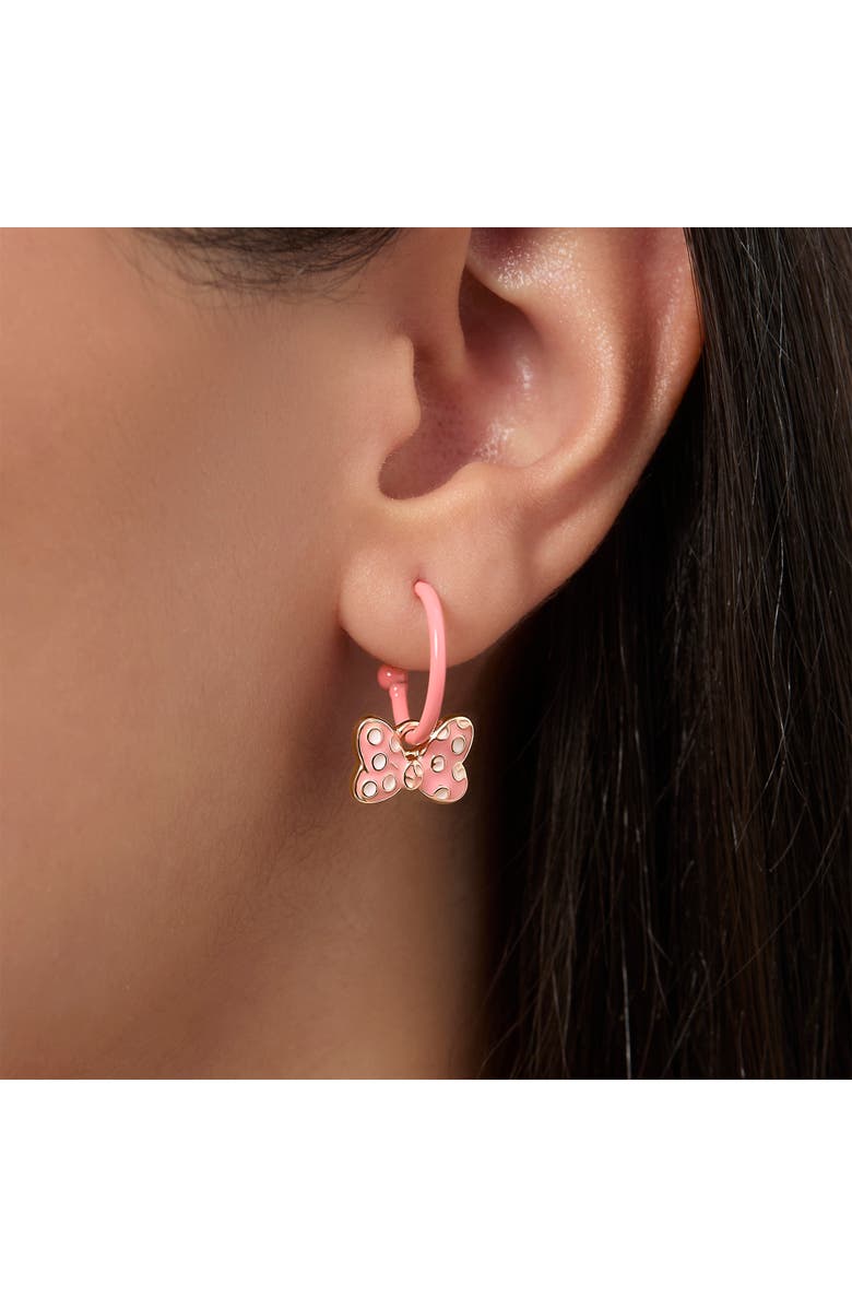 Disney Minnie Mouse Pink Bow Charm Hoop Earring Set, 3 Charms and 1 Hoop, Alternate, color, Pink