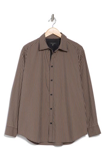 Rag & Bone Matthew Relaxed Fit Stripe Button-up Shirt In Desert Brown
