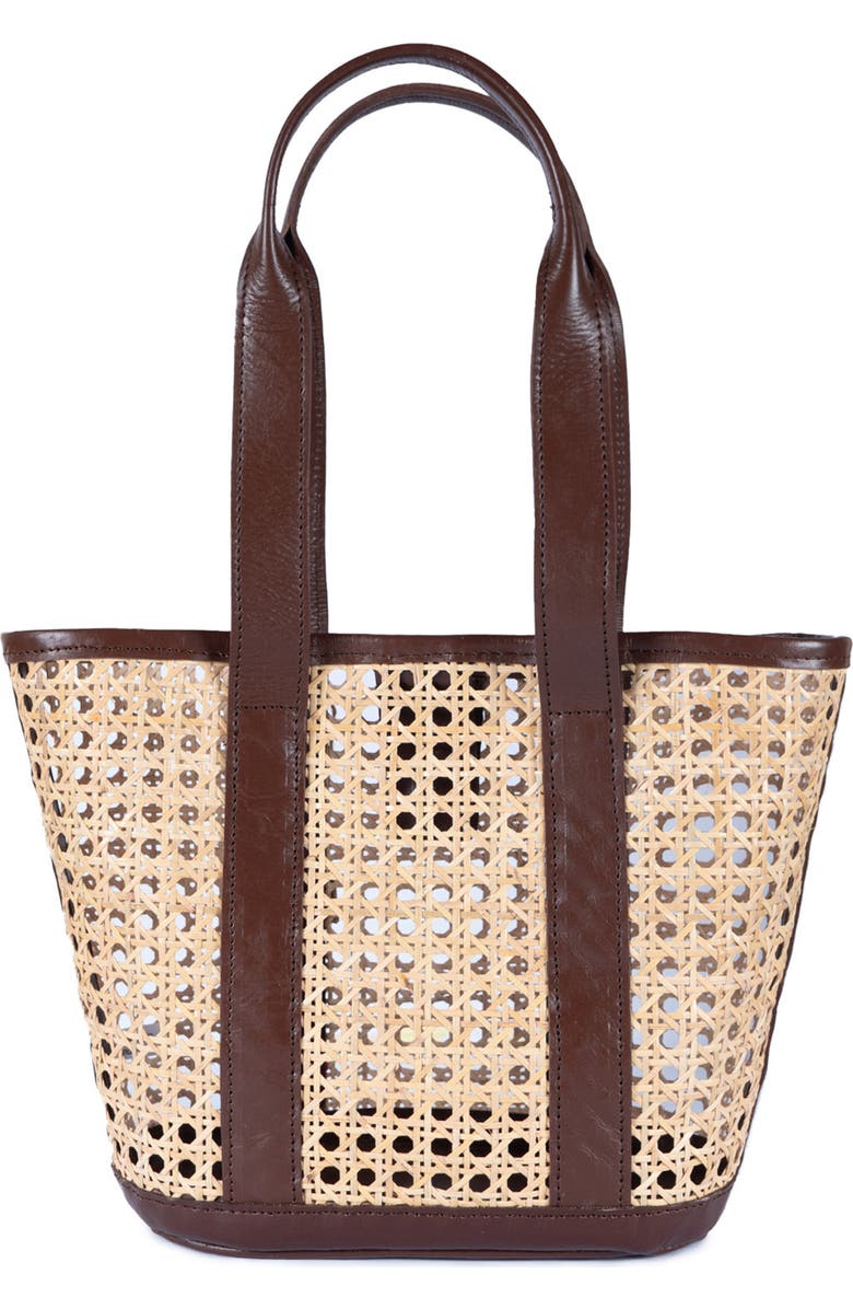 Jelavu Sandi Rattan & Leather Tote Bag, Alternate, color, Chocolate