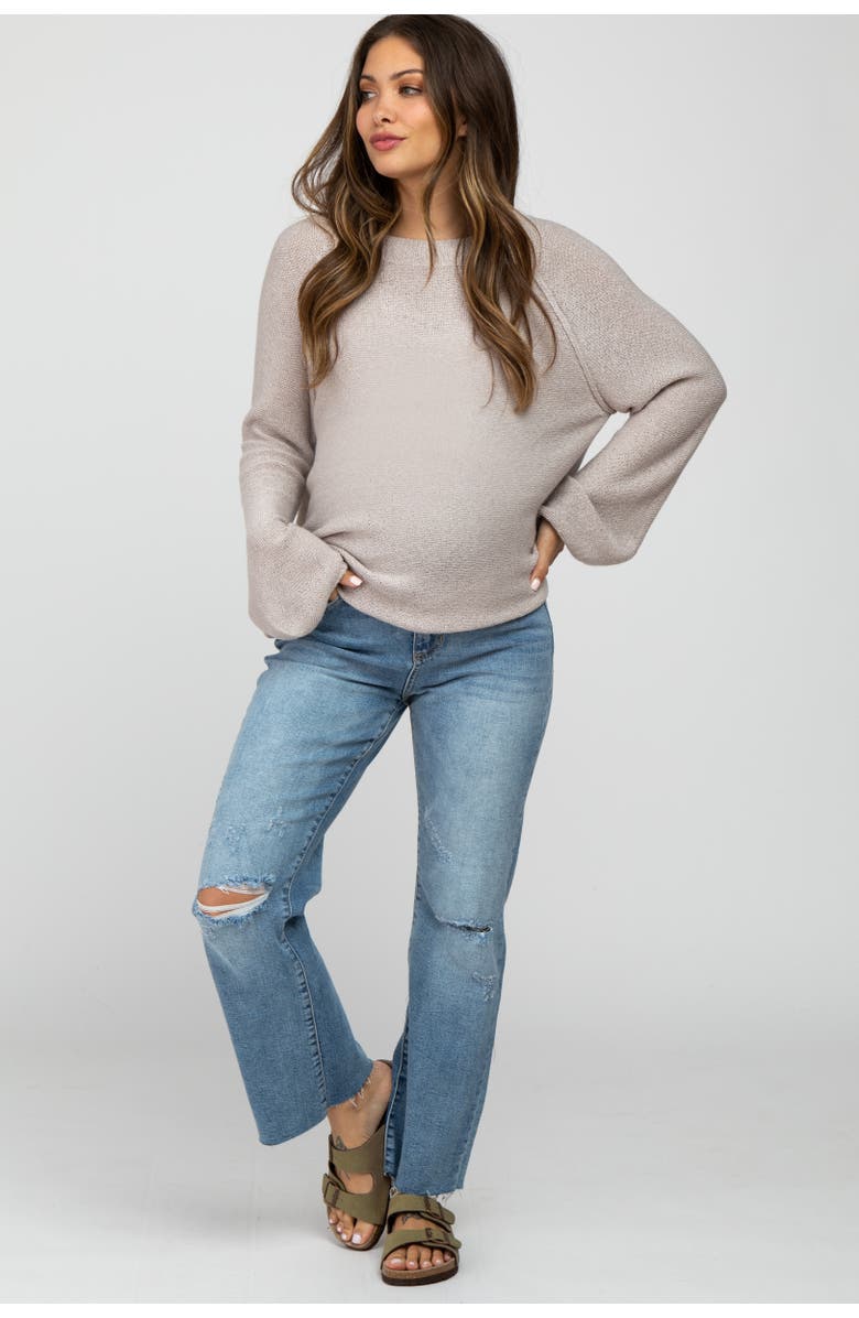 PinkBlush Straight Leg Frayed Hem Maternity Jeans, Main, color, Blue