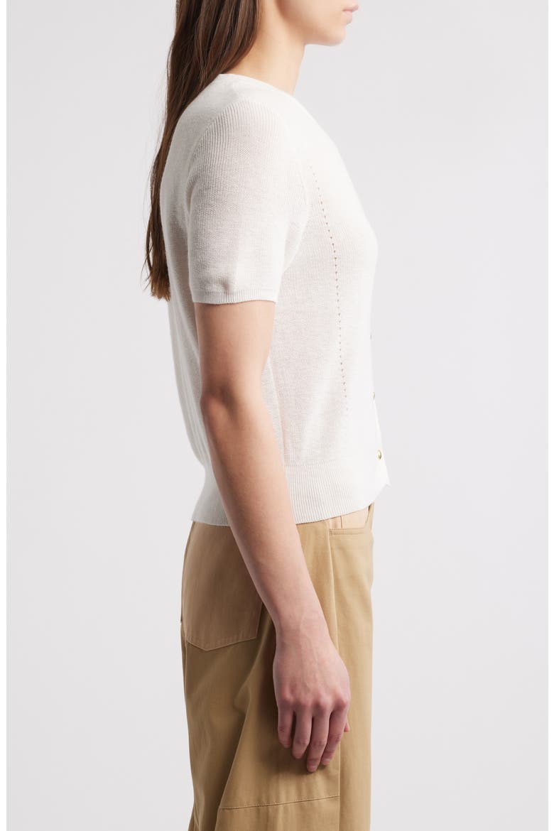 Dina Short Sleeve Cotton & Cashmere Blend Cardigan, Alternate, color, IVORY