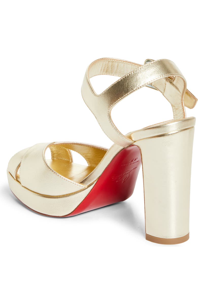 Christian Louboutin Cora Block Heel Sandal, Alternate, color, Platine/ Lin Platine