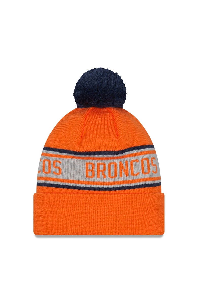 New Era Men's New Era Orange Denver Broncos  Repeat Cuffed Knit Hat with Pom, Alternate, color, 