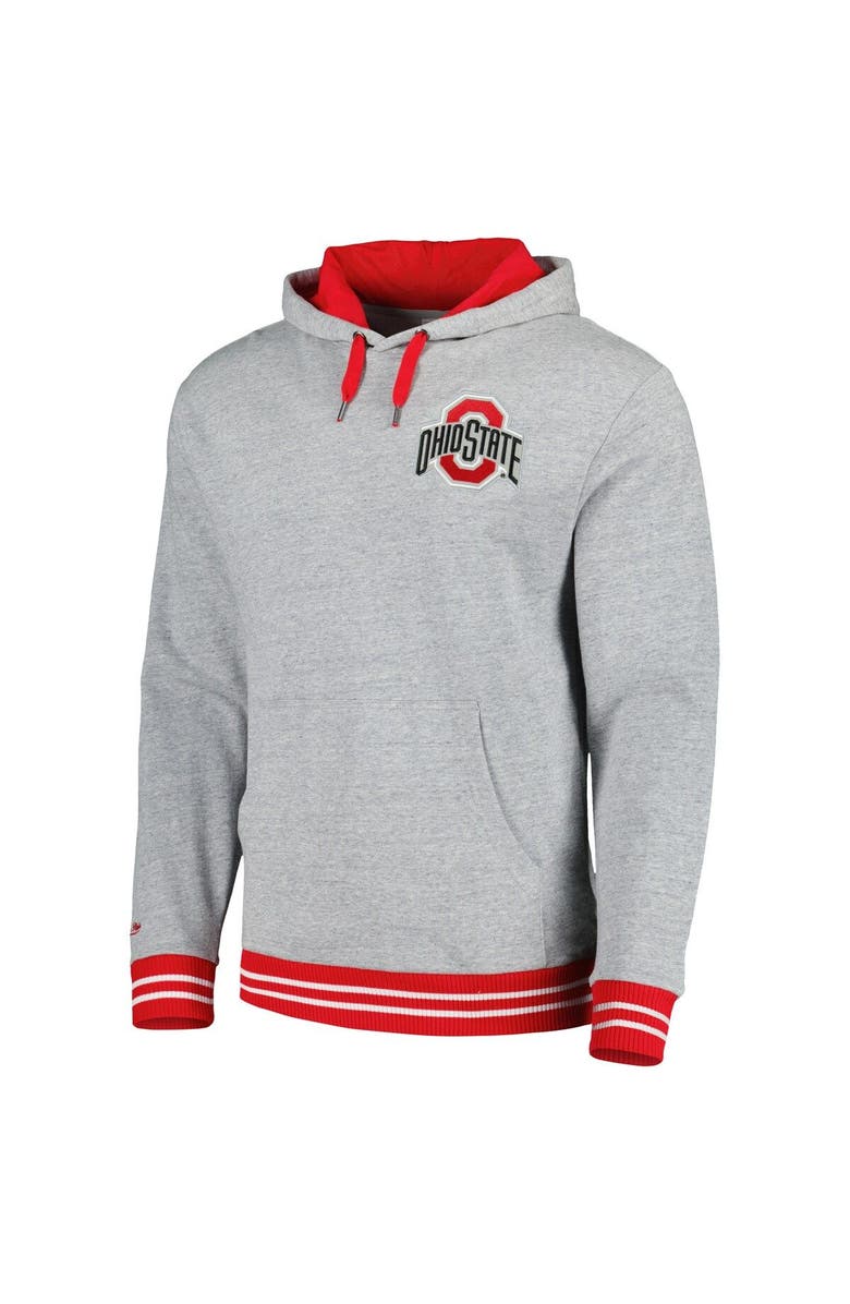 Mitchell & Ness Men's Mitchell & Ness Heather Gray Ohio State Buckeyes Pullover Hoodie, Alternate, color, Heather Gray