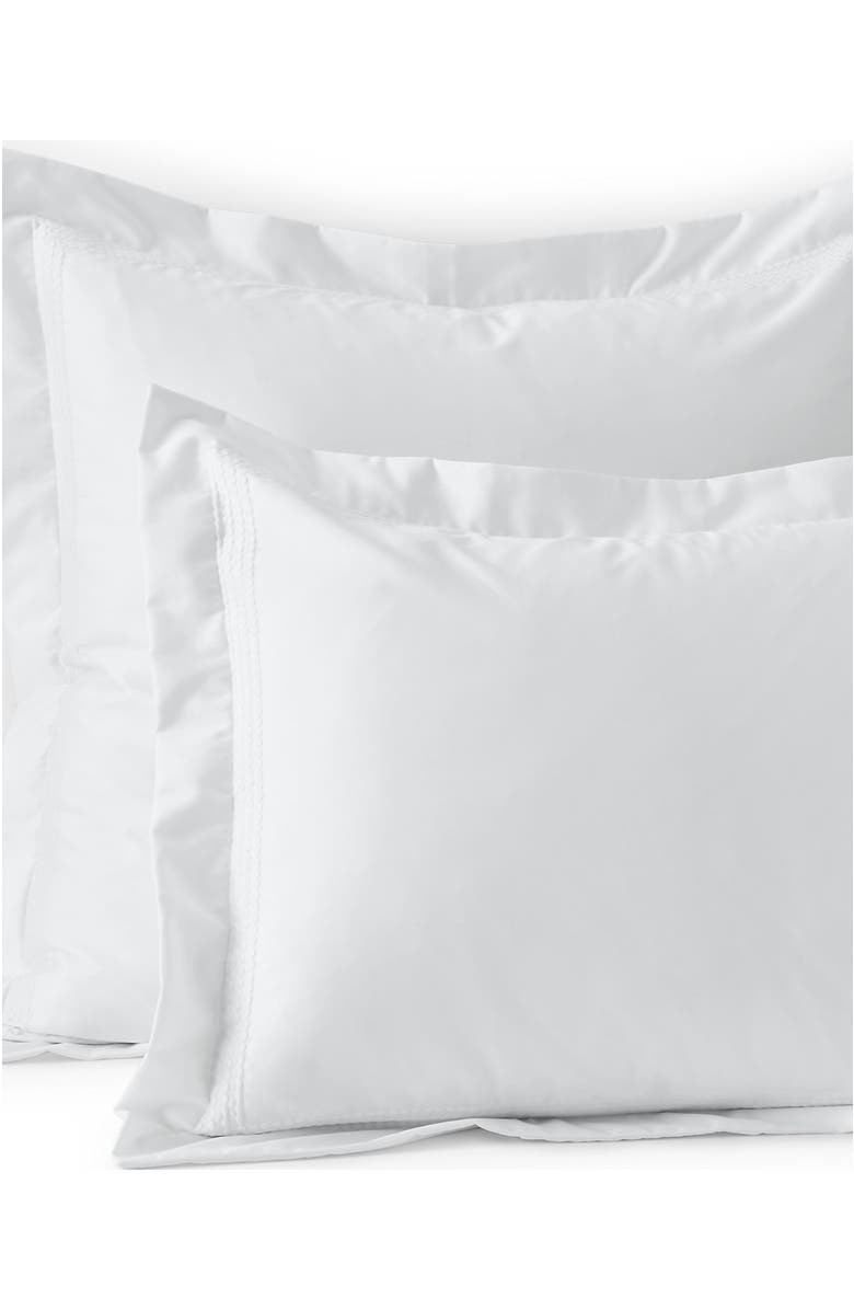 Lands' End 400 Thread Count Premium Supima Cotton No Iron Sateen Embroidered Pillow Sham, Main, color, White Dots