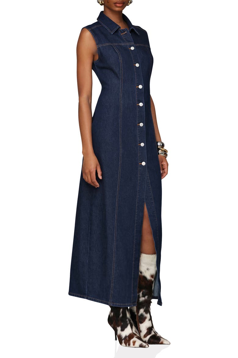 Sleeveless Denim Maxi Dress, Alternate, color, ROYAL WASH