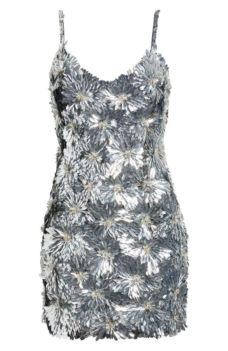 NADINE MERABI Brittany Embellished Cocktail Minidress, Alternate, color, Silver