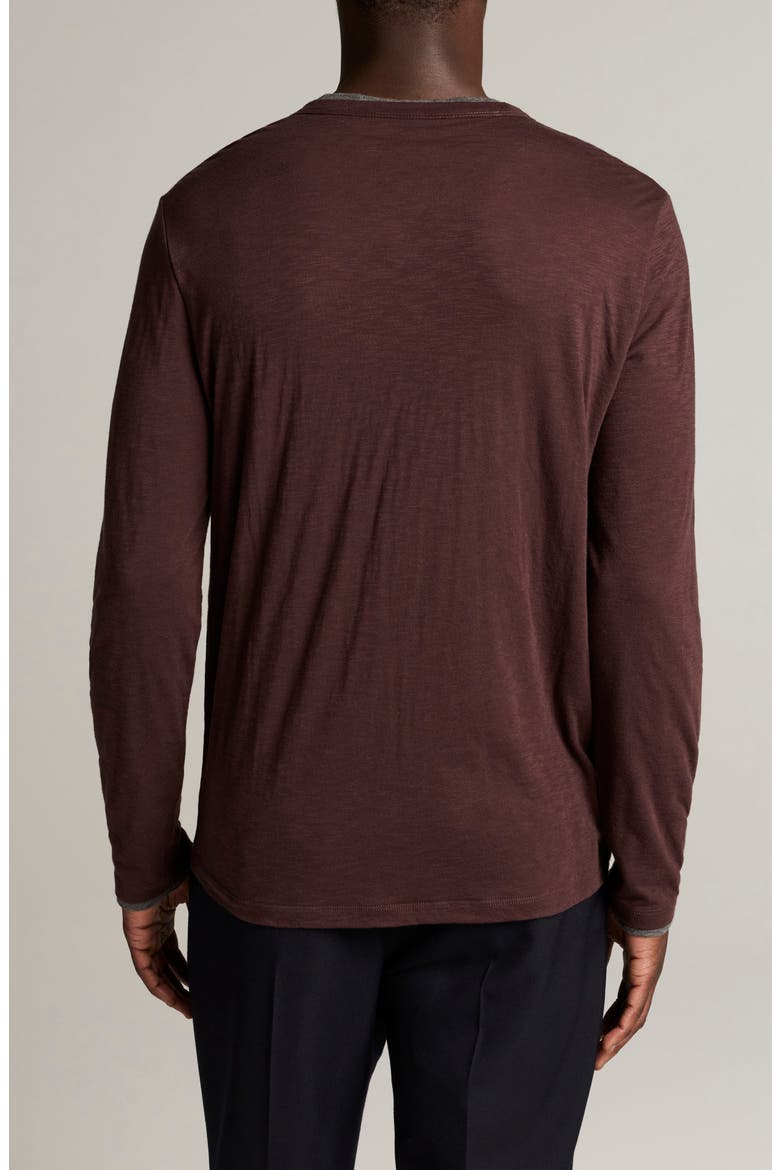 Fine Slub Layered Look Long Sleeve Pima Cotton T-Shirt, Alternate, color, CHOCOLATE PLUM/ MED H